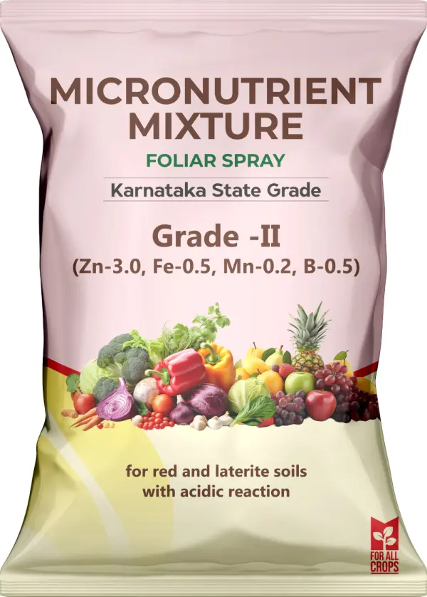 Foliar Spray (Grade II) – Zn: 3%, Fe: 0.5%, Mn: 0.2%, B: 0.5%