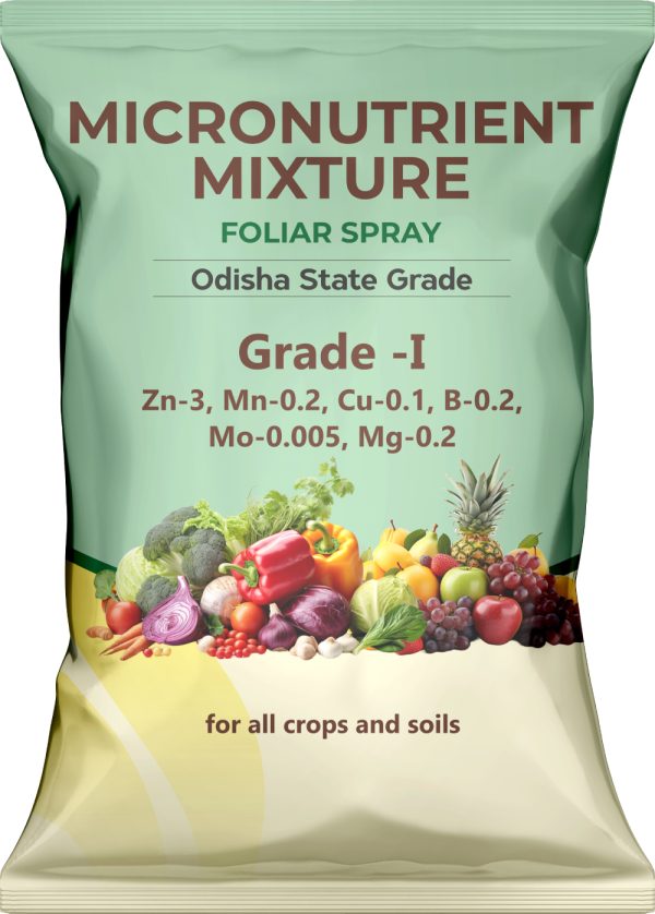 Foliar Spray (Grade I) – Zn: 3%, Mn: 0.2%, Cu: 0.1%, B: 0.2%, Mo: 0.005%, Mg: 0.2% (For All Crops & Soils)