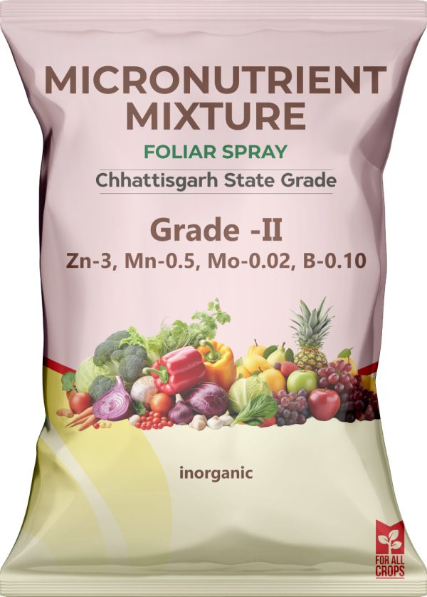 Foliar Spray (Grade II) – Zn: 3%, Mn: 0.5%, Mo: 0.02%, B: 0.10% (Inorganic Blend)
