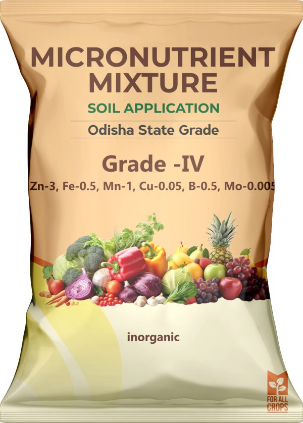 Foliar Spray (Grade IV) – Zn: 3%, Fe: 0.5%, Mn: 1%, Cu: 0.05%, B: 0.5%, Mo: 0.005% (For General Crop Nutrition – Inorganic Blend)